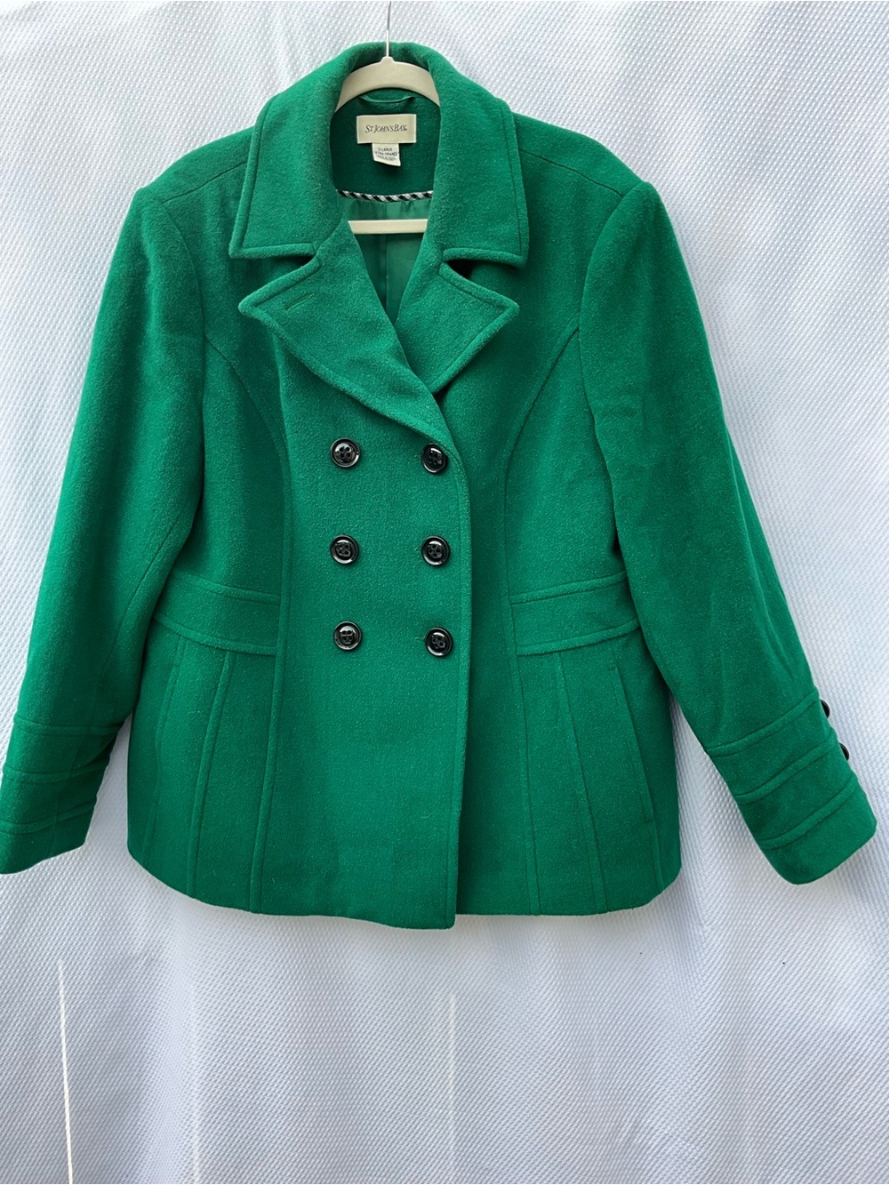 St. John's Bay Green Wool Cashmere Blend Peacoat Double Breasted XL